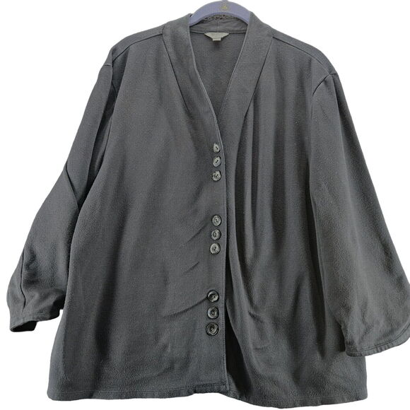 J. Jill Womens Sweater Black Size Large Rayon Blend Button Close Long Sleeve - Picture 1 of 12
